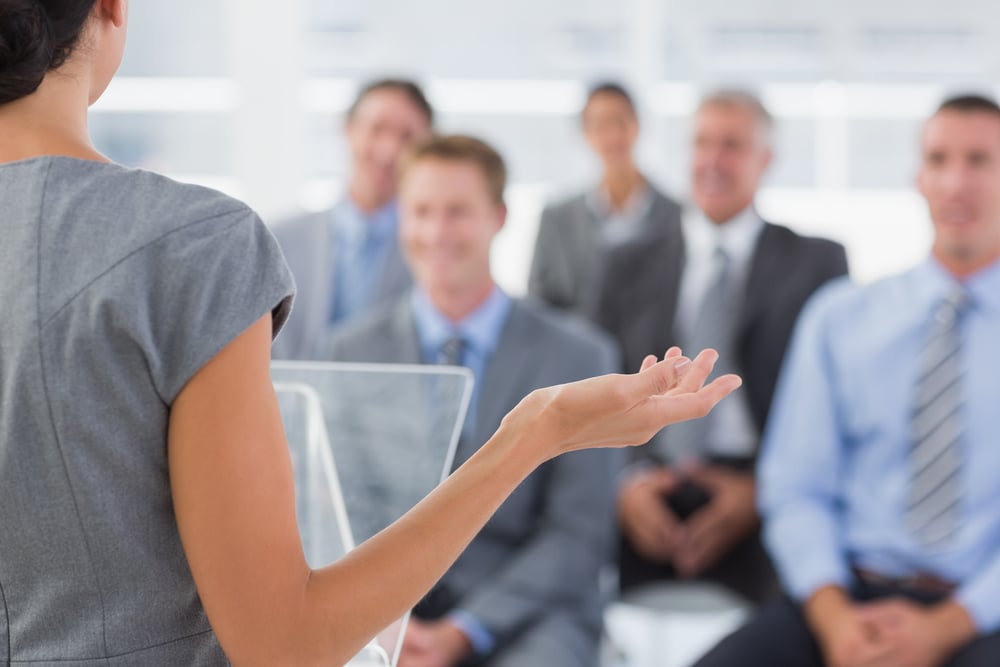 Businesswoman doing conference presentation in meeting room